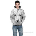 White smiling wolf 3D printing hoodie